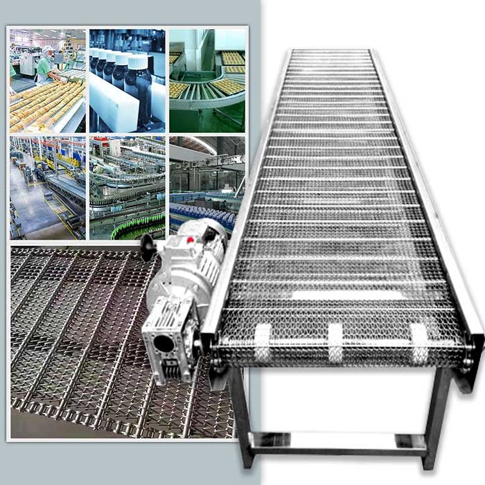 สายพานลำเลียงตะแกรงสแตนเลส 304 สำหรับงานลำเลียงอาหารและวัตถุร้อน