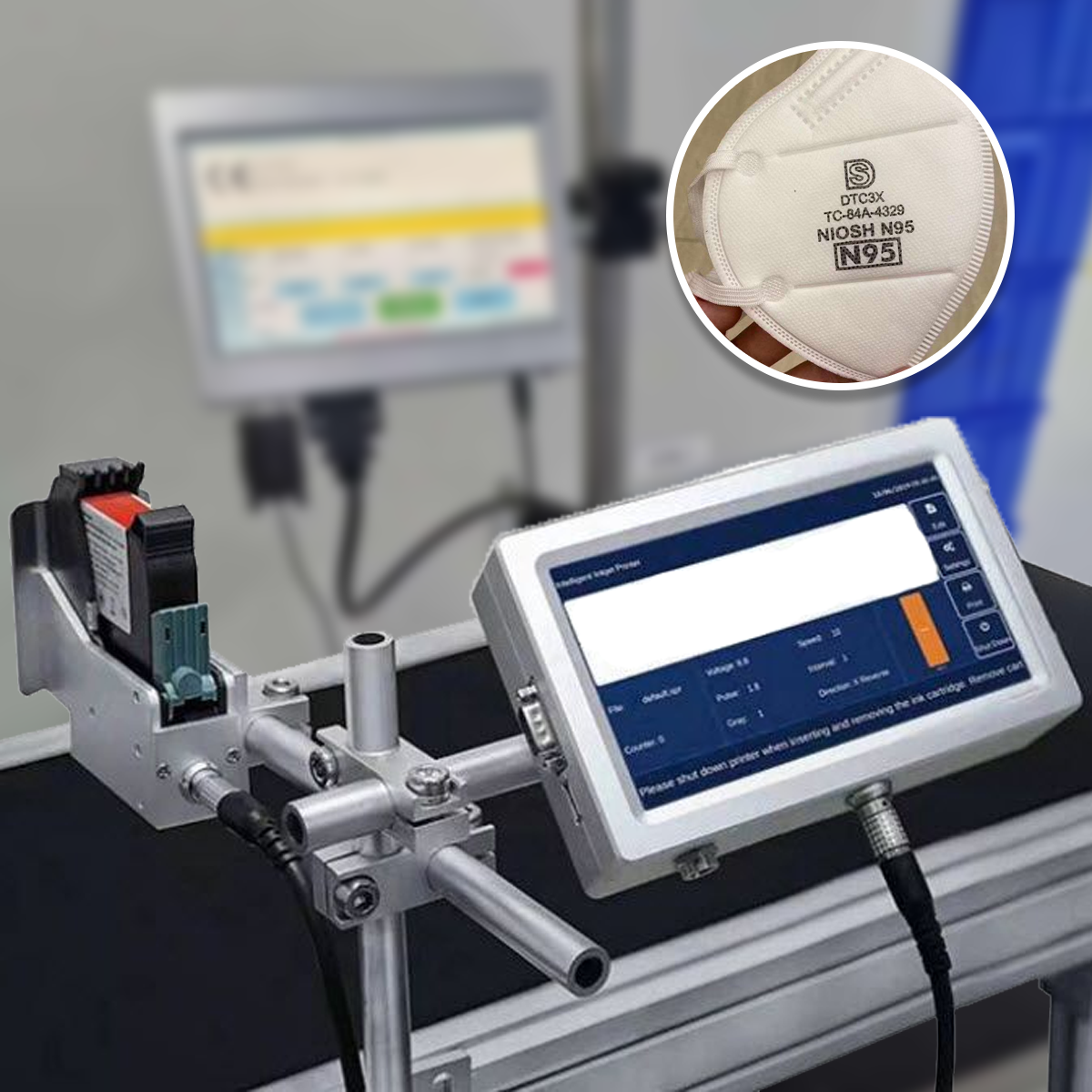 เครื่องพิมพ์ต่อสายพาน Mini Code Inkjet สำหรับพิมพ์บนกล่องพลาสติก